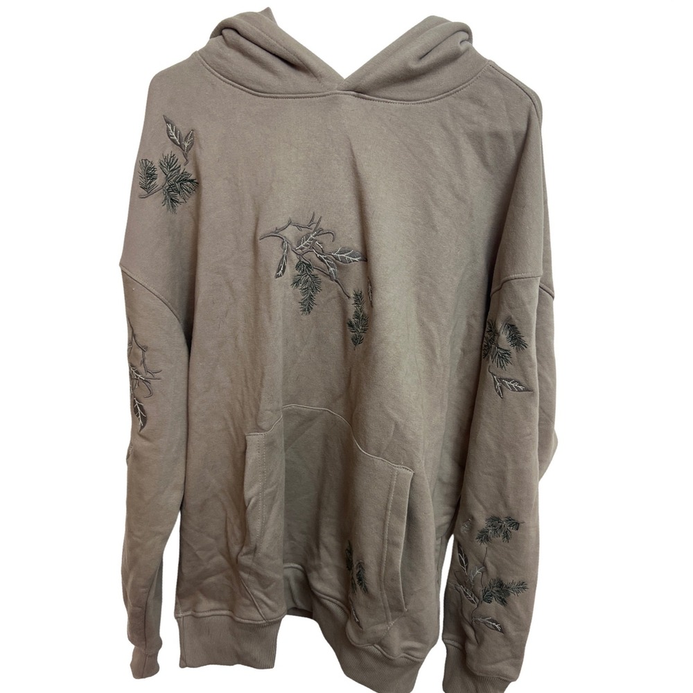 Public Supply NYC Mens Essentials Fit Pine Embroidered Hoodie Taupe Brown M Eart